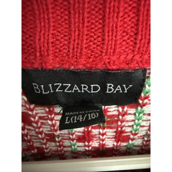 Ugly Christmas Sweater Pug Dog Reindeer Knit Pullover Large 14 16 Blizzard Bay - Picture 3 of 5